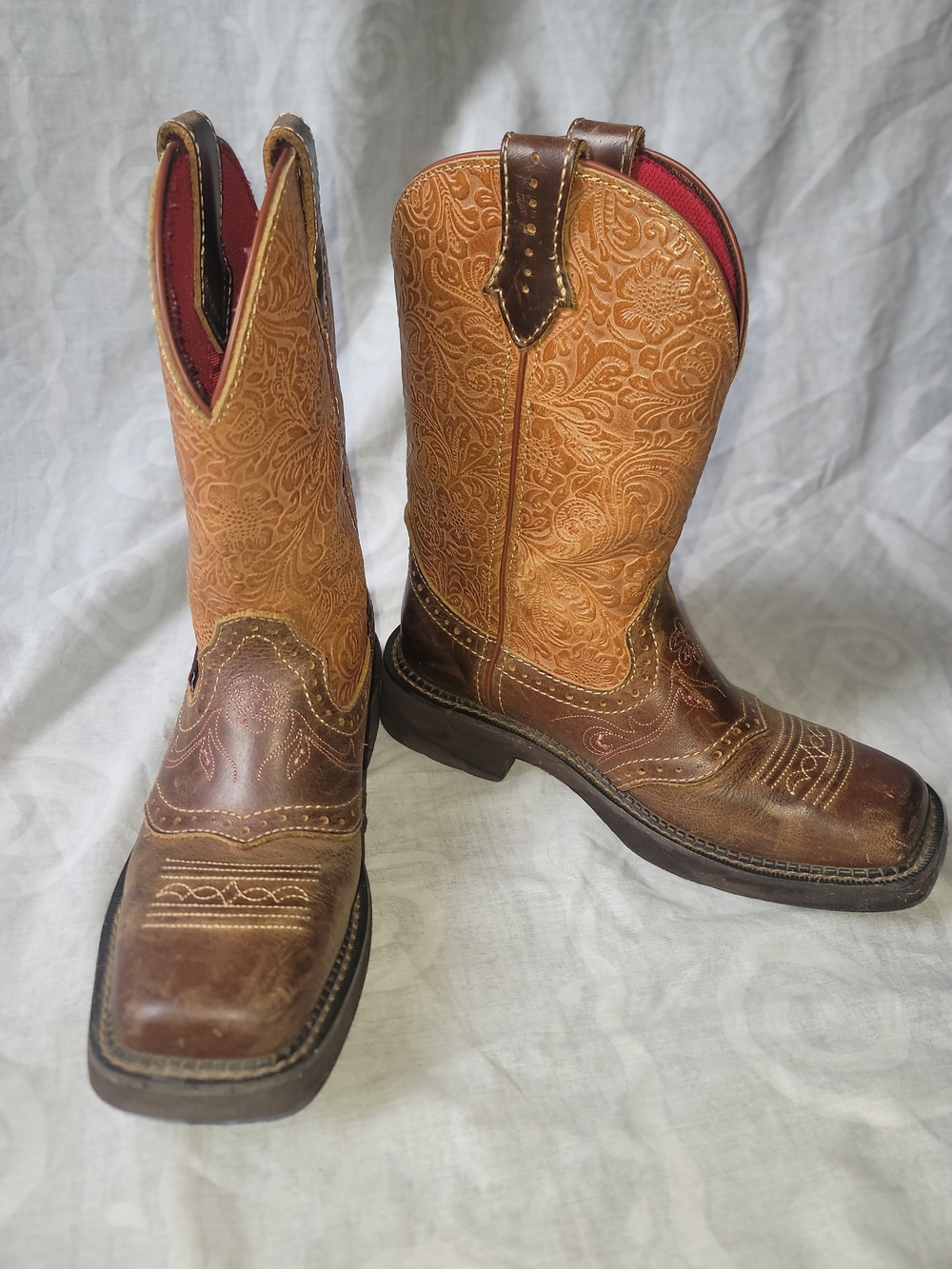 Justin Boots Two-Tone Brown & Tan Western Pull-On Boots